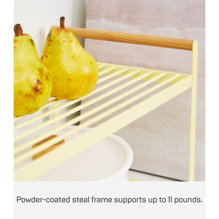 Tosca White Steel and Ash Wood Countertop Organizer Rack