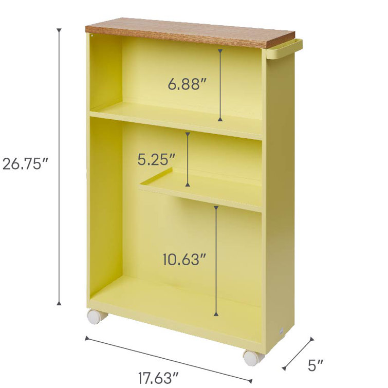 Yellow Pear Slim Rolling Steel Bathroom Utility Cart
