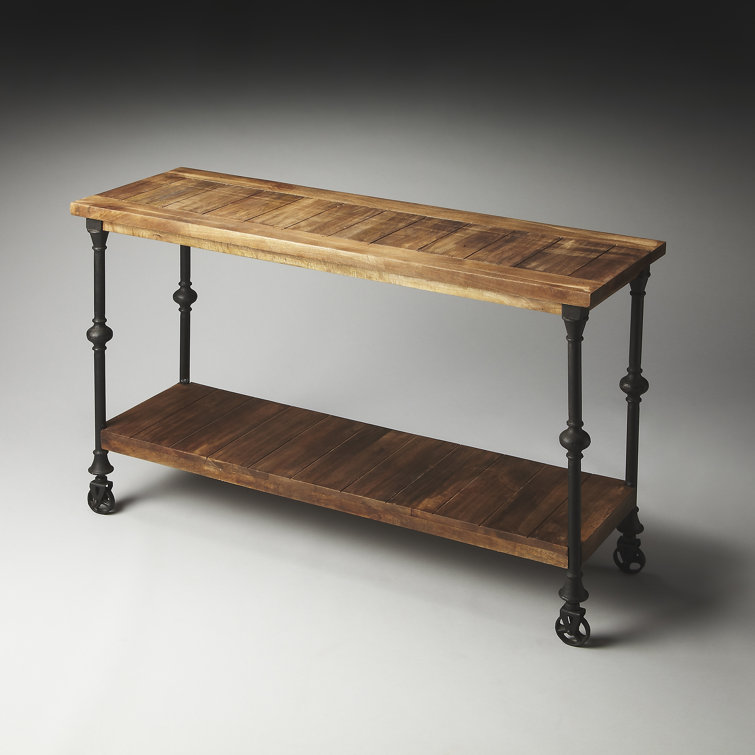 Fontainebleau Industrial Wood and Metal Console Table with Storage