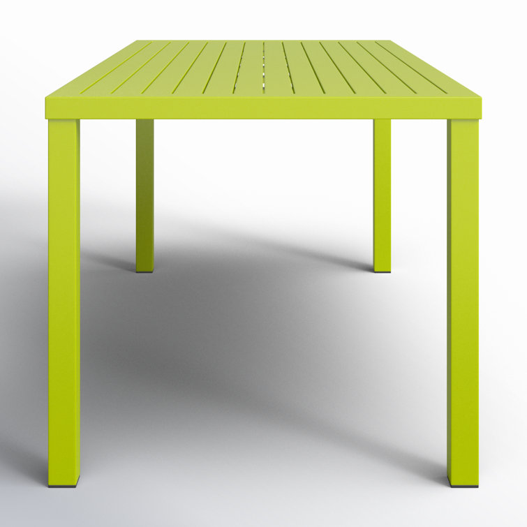 Contemporary Bette Rectangular Metal Dining Table in Light Green
