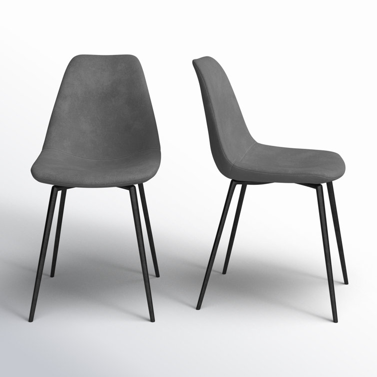 Bella Platinum Performance Velvet Side Chair Set with Matte Black Metal Legs