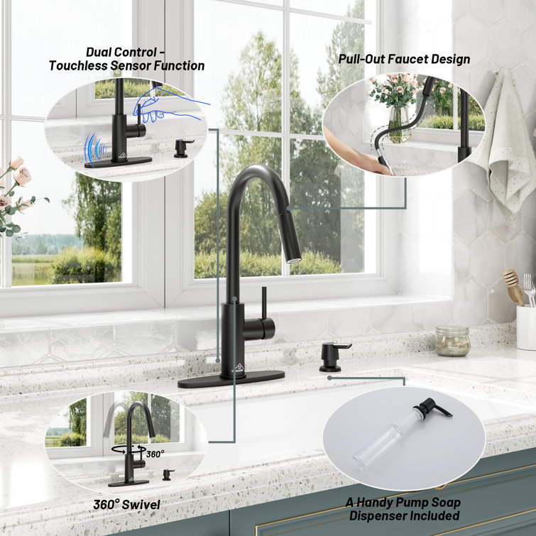 Matte Black Stainless Steel Pull Down Sprayer Kitchen Faucet