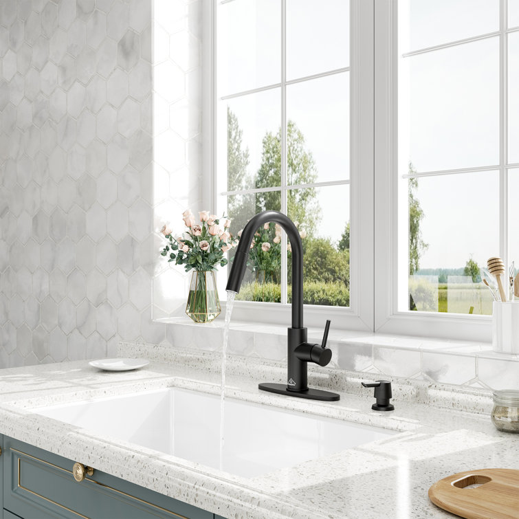 Matte Black Stainless Steel Pull Down Sprayer Kitchen Faucet