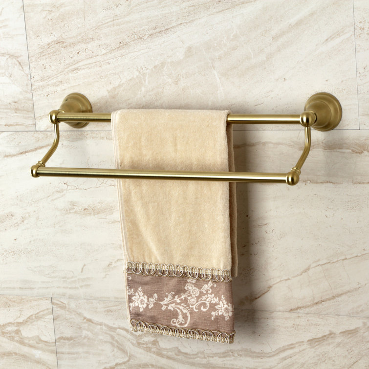 Brushed Brass 18-Inch Dual Wall Mounted Towel Bar