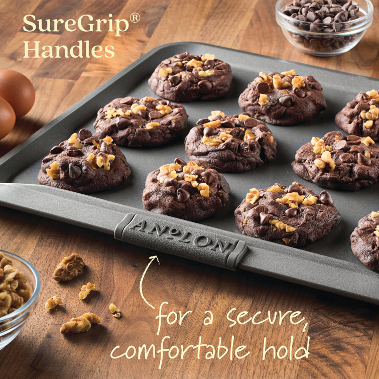 Gray Nonstick Steel Bakeware Set with Silicone Grips, 5-Piece