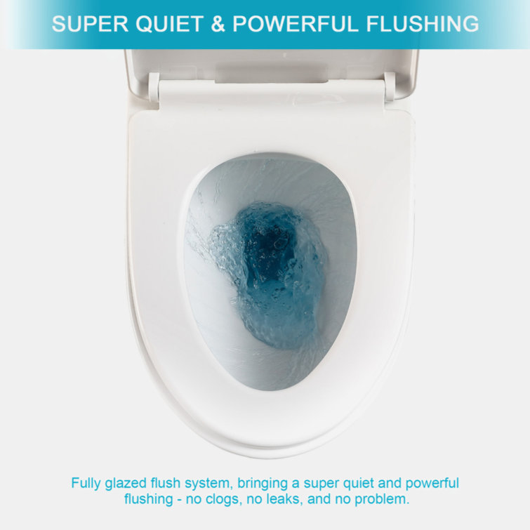 White Ceramic One-Piece Elongated High Efficiency Toilet
