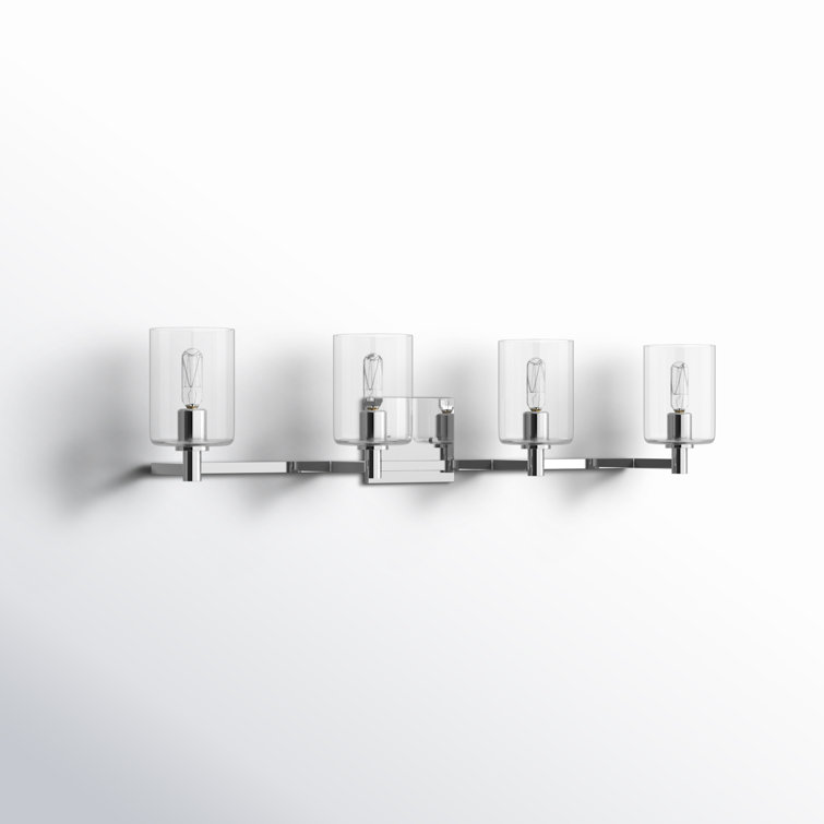 Chrome 4-Light Dimmable Vanity Fixture with Clear Glass Shades