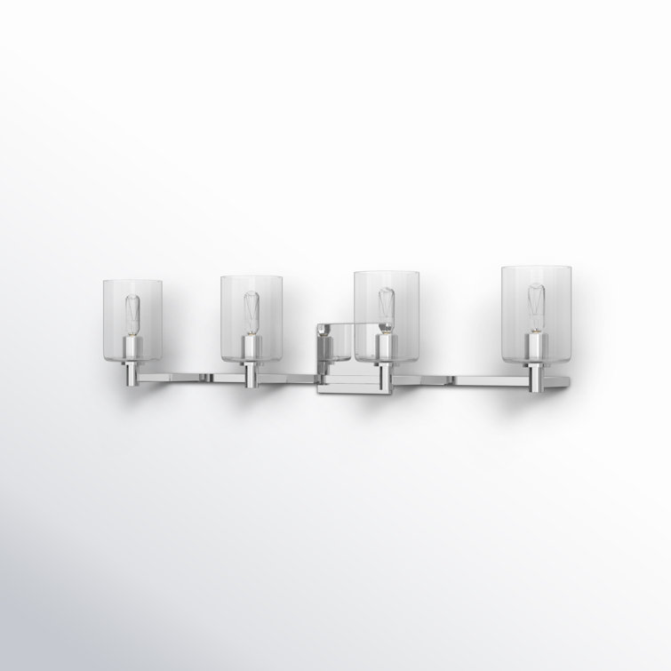 Chrome 4-Light Dimmable Vanity Fixture with Clear Glass Shades