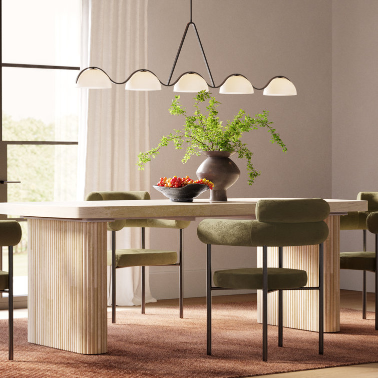 Midnight Black 60" Linear Chandelier with Etched White Glass Shades