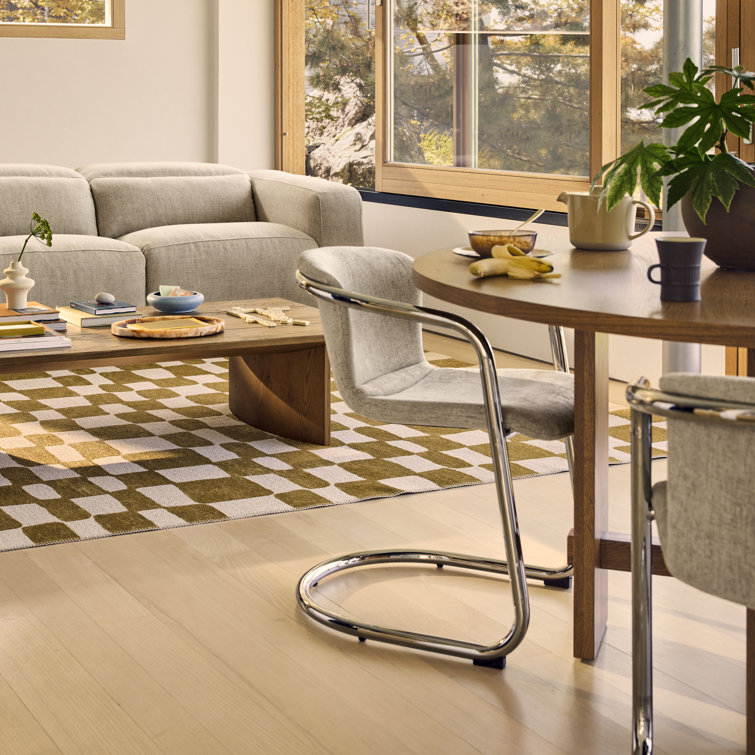 White Upholstered Metal Arm Chair with Chrome Finish, Set of 2
