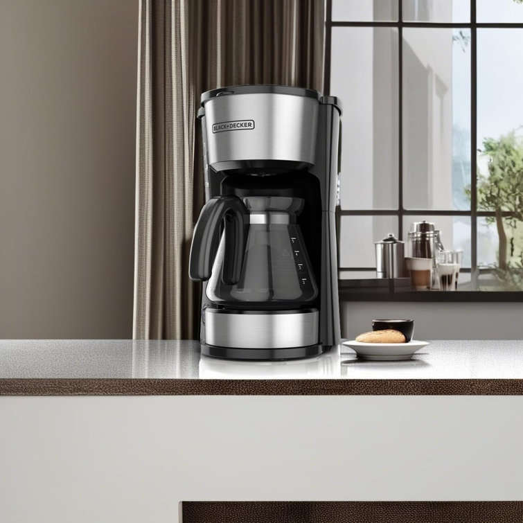 Black and Silver 5-Cup 4-in-1 Coffee Maker with Thermal Mug