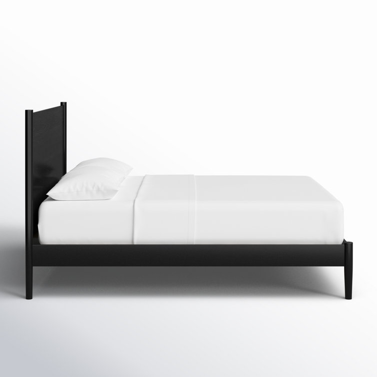 Antigua Black Wood Queen Bed with Headboard and Drawer