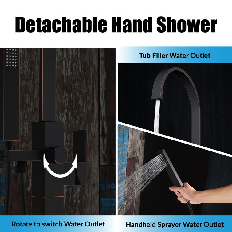 Oil Rubbed Bronze Freestanding Tub Faucet with Hand Shower