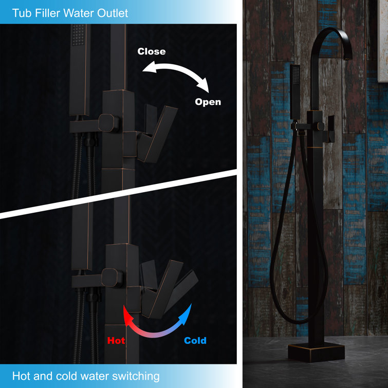 Oil Rubbed Bronze Freestanding Tub Faucet with Hand Shower