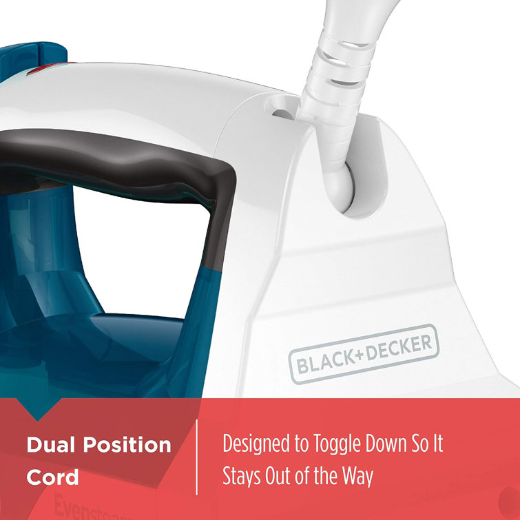 Compact Blue and White Non-Stick Steam Iron with Stainless Soleplate