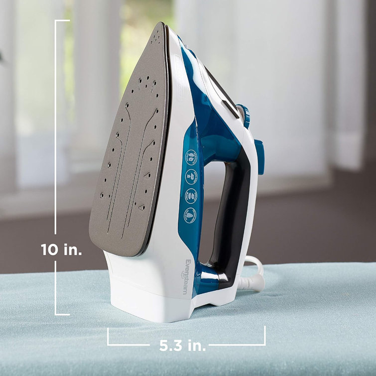 Compact Blue and White Non-Stick Steam Iron with Stainless Soleplate