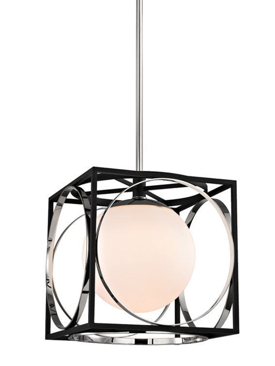 Transitional Polished Nickel Globe Pendant Light 18.5" H