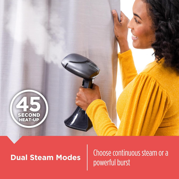 BLACK+DECKER Advanced Handheld Steamer, 45-Second Heat Up, 70% More Steam, Removes Wrinkles from Fabrics, Clothing and Upholstery