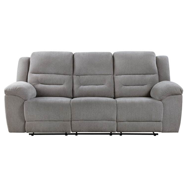 Gilson Gray Chenille Fabric Manual Reclining Sofa with Pillow-Top Arms