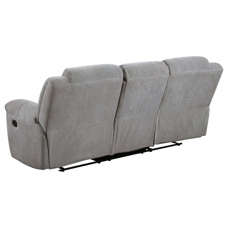 Gilson Gray Chenille Fabric Manual Reclining Sofa with Pillow-Top Arms