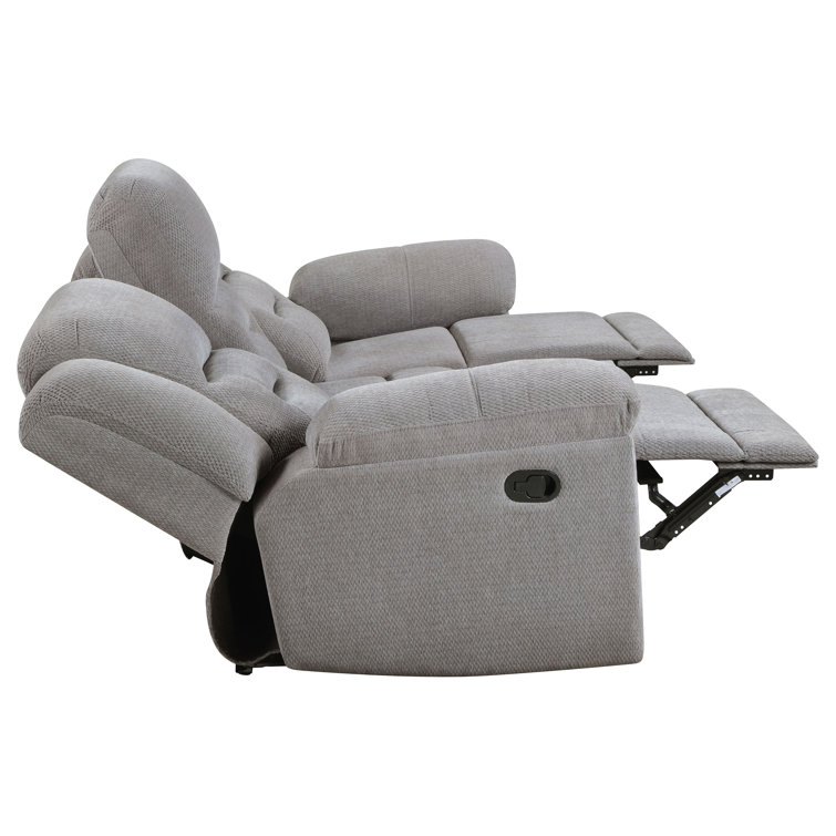 Gilson Gray Chenille Fabric Manual Reclining Sofa with Pillow-Top Arms