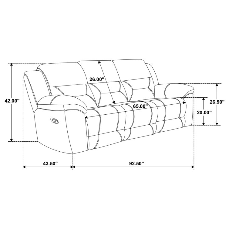 Gilson Gray Chenille Fabric Manual Reclining Sofa with Pillow-Top Arms