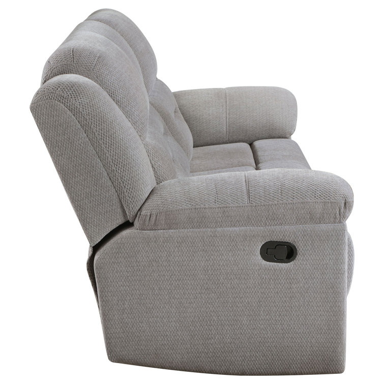 Gilson Gray Chenille Fabric Manual Reclining Sofa with Pillow-Top Arms