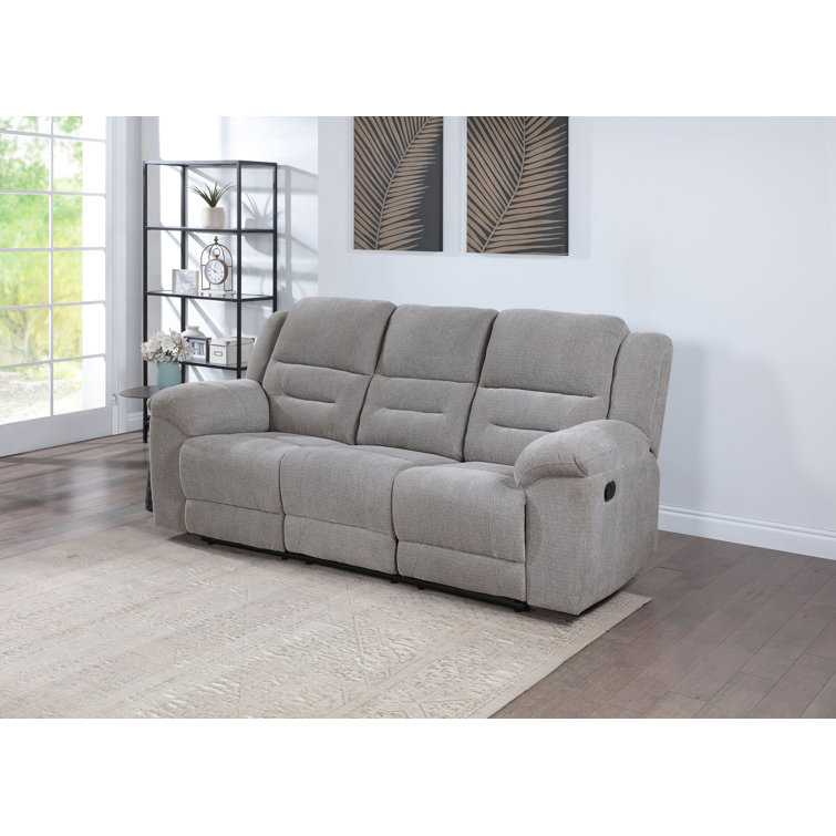 Gilson Gray Chenille Fabric Manual Reclining Sofa with Pillow-Top Arms