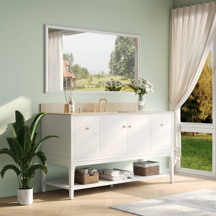 White Ceramic Rectangular Undermount Bathroom Sink with Overflow