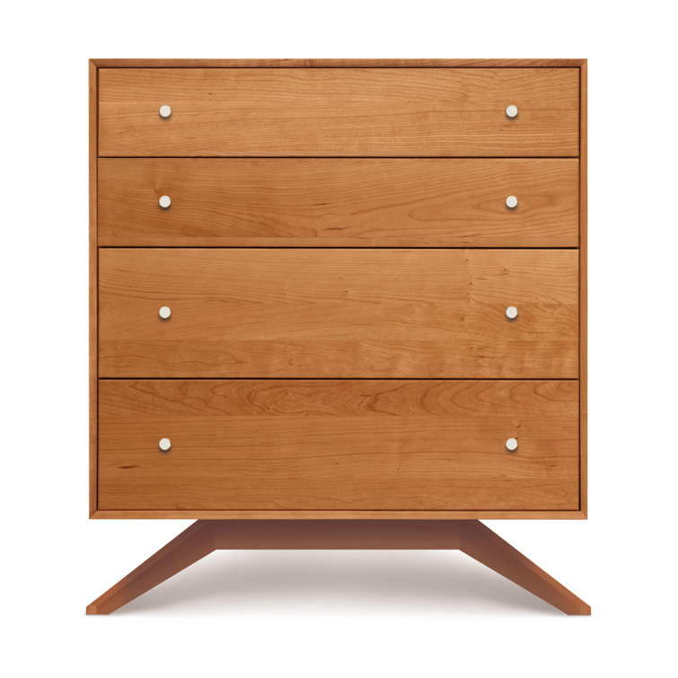 Cherrywood 4-Drawer Vertical Dresser with Silver Handles and Soft Close