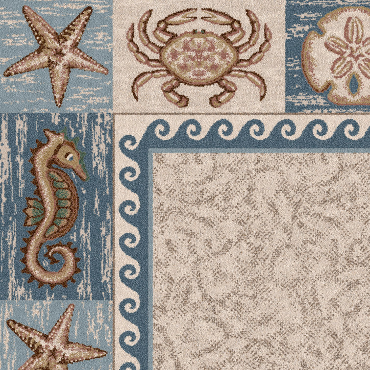 Sandstone Nautical Beach Rectangular Synthetic Area Rug