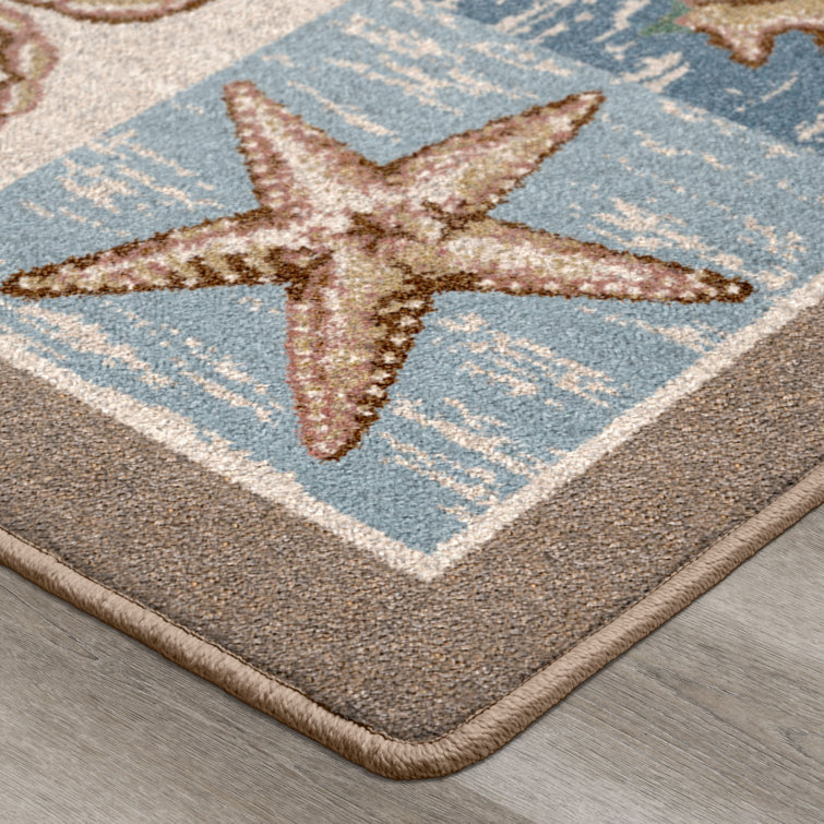 Sandstone Nautical Beach Rectangular Synthetic Area Rug