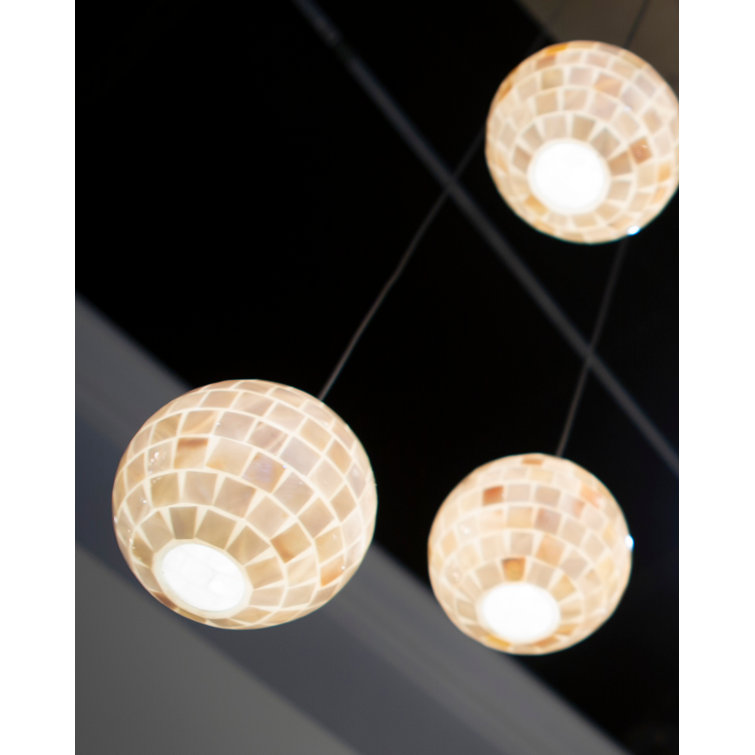 Silver Mother of Pearl 3-Light Globe Pendant