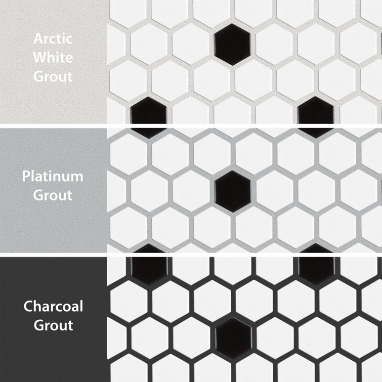 Madison 1" Hex Matte White and Black Porcelain Mosaic Tile