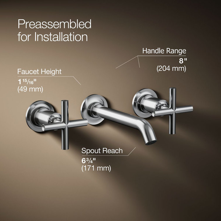 Polished Chrome Wall-Mounted Double Handle Faucet