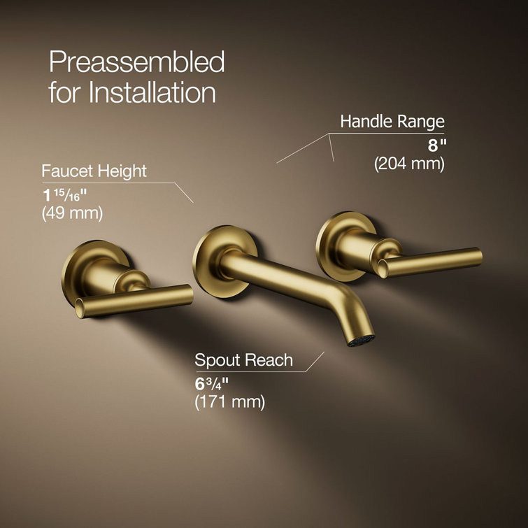 Purist Brushed Brass Wall-Mounted Bathroom Faucet