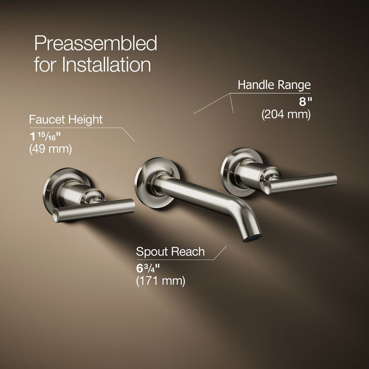 Purist Vibrant Polished Nickel Double Handle Wall-Mount Bathroom Faucet