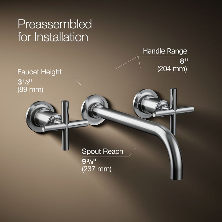 Purist Polished Chrome Double Handle Wall-Mount Bathroom Faucet