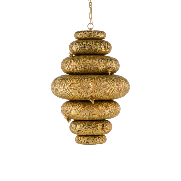 Bee My Honey Antique Brass 1-Light Pendant with Handmade Detail