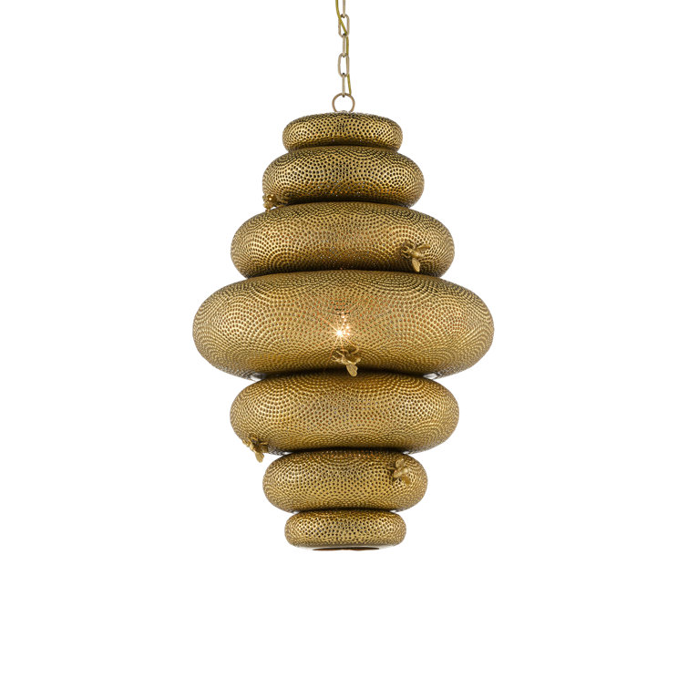 Bee My Honey Antique Brass 1-Light Pendant with Handmade Detail