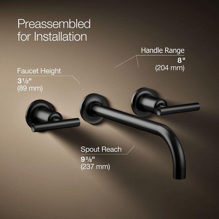 Purist Matte Black Wall-Mount Bathroom Sink Faucet with Lever Handles