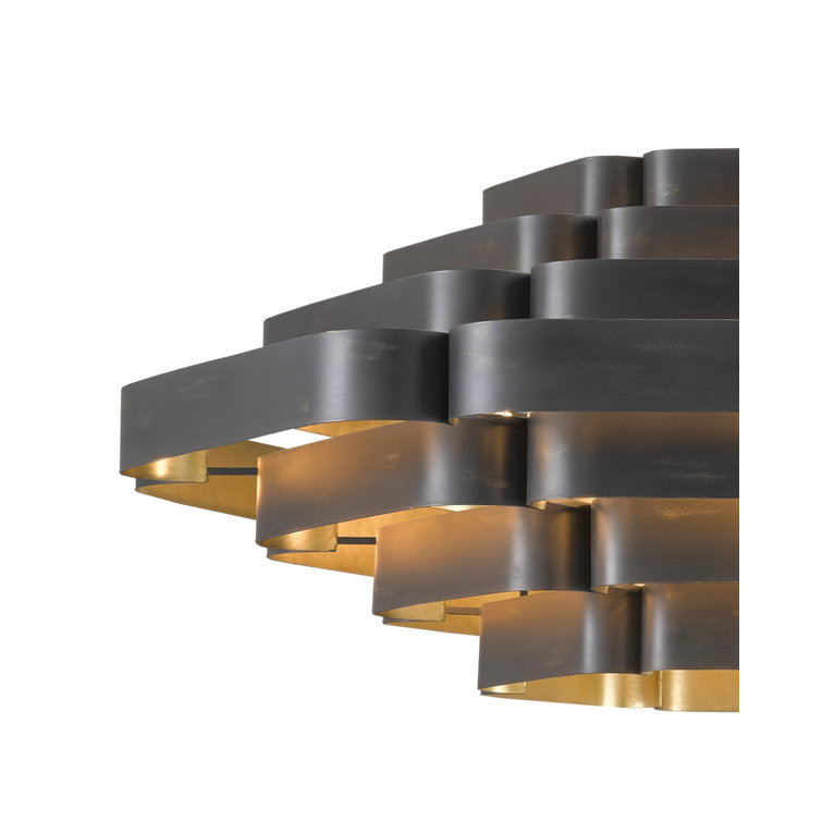 Bailey 6-Light French Black and Gold Leaf Chandelier