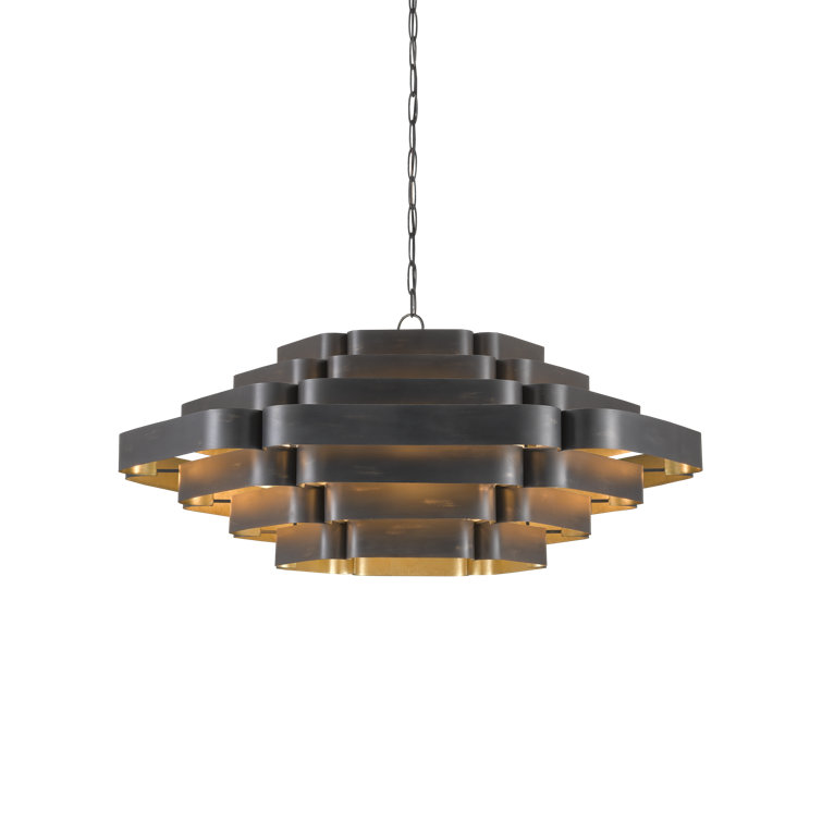 Bailey 6-Light French Black and Gold Leaf Chandelier