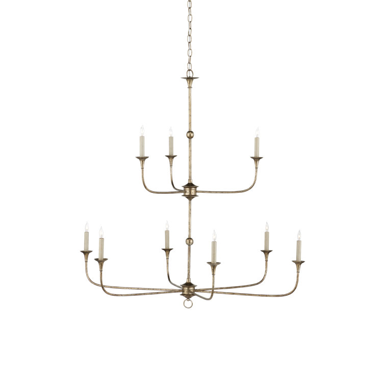 Pyrite Bronze Two-Tier Candle Chandelier with Adjustable Height