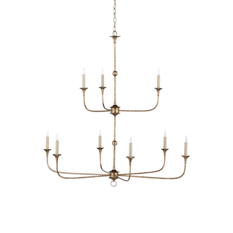 Pyrite Bronze Two-Tier Candle Chandelier with Adjustable Height