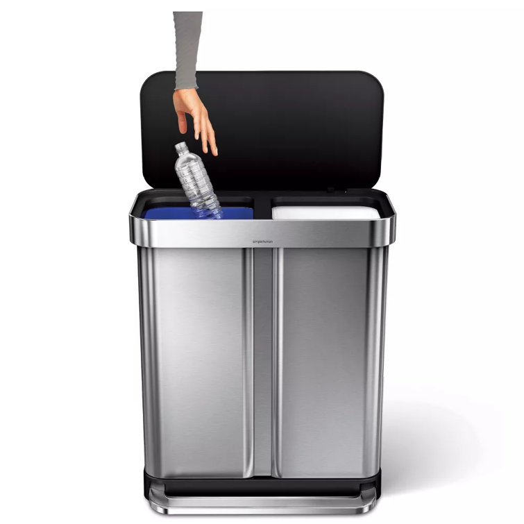 58L Stainless Steel Dual Compartment Recycling Step Trash Can