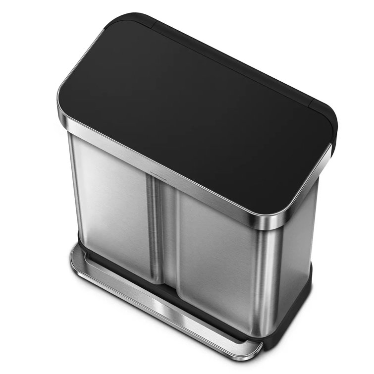 58L Stainless Steel Dual Compartment Recycling Step Trash Can