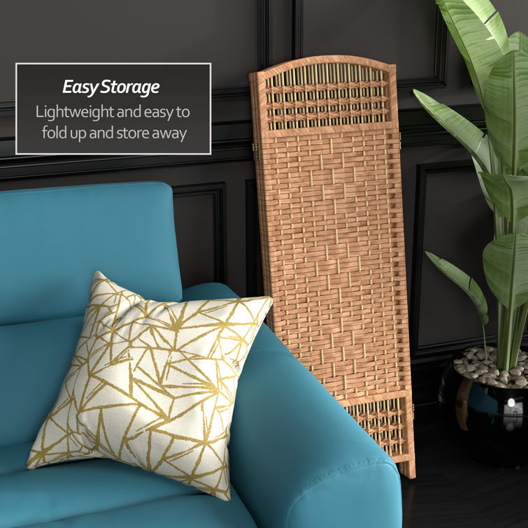 Natural 4 ft. Fiber Weave 3 Panel Room Divider