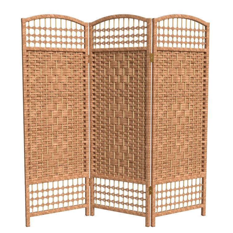 Natural 4 ft. Fiber Weave 3 Panel Room Divider