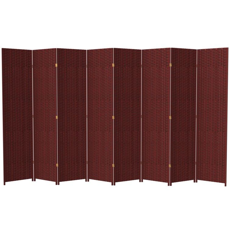 Red and Black 7 Ft Tall Woven Fiber 8-Panel Room Divider